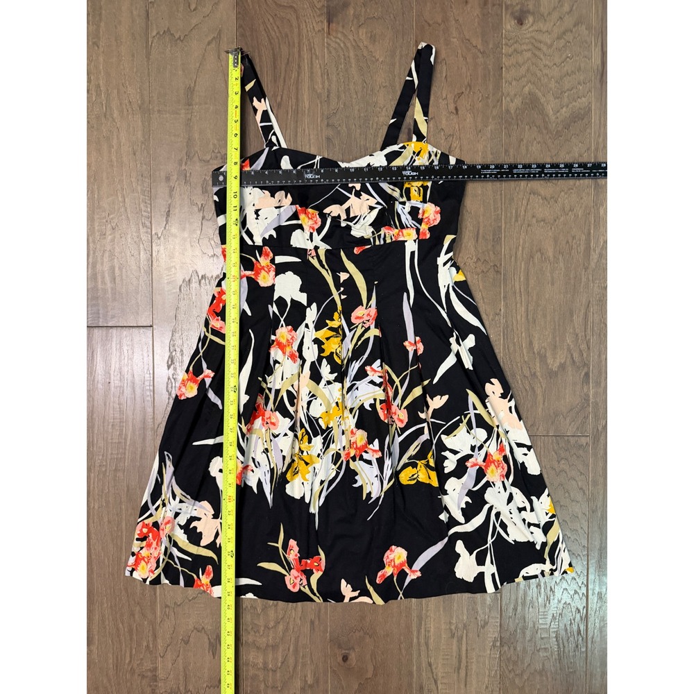 R&K Womens Floral Fit and Flare Sundress Black Sweetheart Smocked Back Size 18 - Picture 4 of 5